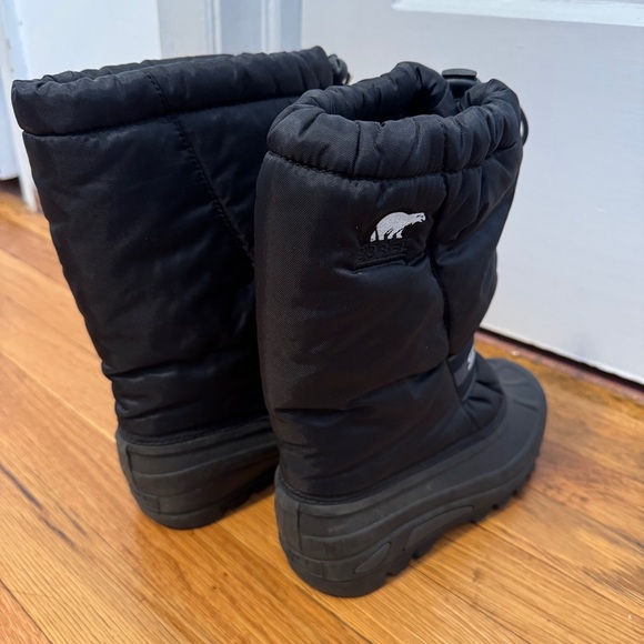 Kids Sorel flurry black insulated snow boots size 3 - Picture 3 of 5